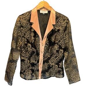 Vintage Ever Beauty Semi-Sheer Blazer with a Paisley Print - size 10